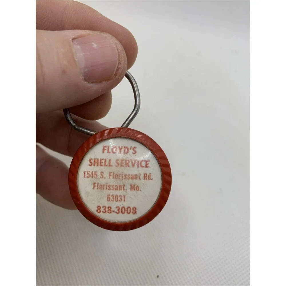 Vtg Shell Oil Key Chain - Floyd’s She’ll Service - Florissant, MO